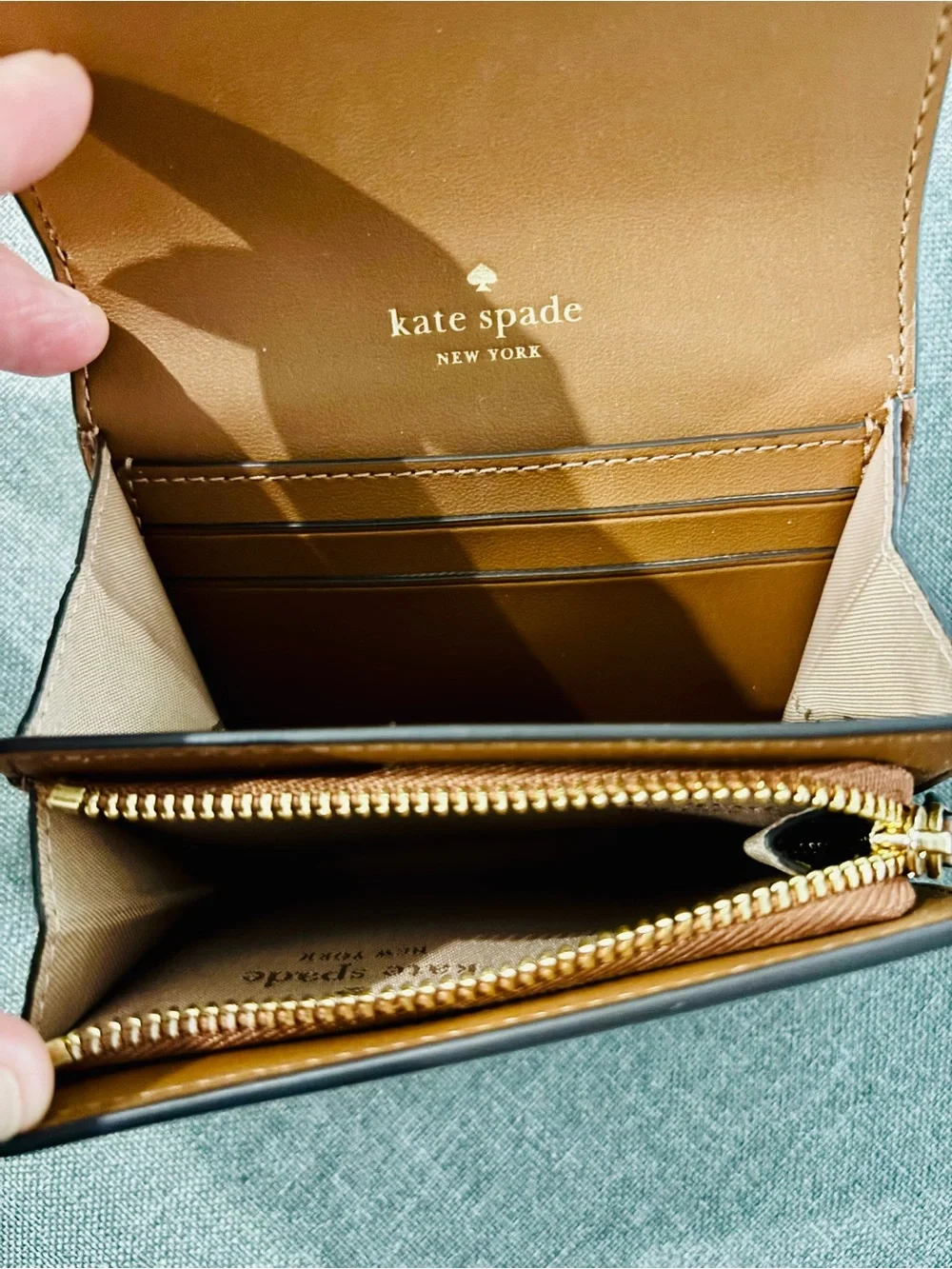Kate Spade Kayla Small L-Zip Wallet in Warm Gingerbread
